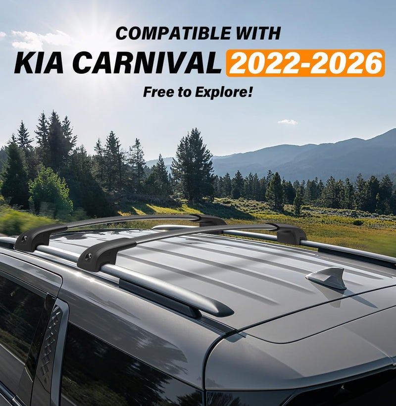 HmmtyRack 300lbs Roof Rack Cross Bars Compatible with 2022-2026 KIA Carnival & Carnival Hybrid, Heavy Duty Aluminum Roof Rails Crossbars Cargo Bars Canoe Rooftop Black Carrier Luggage. - Image 2